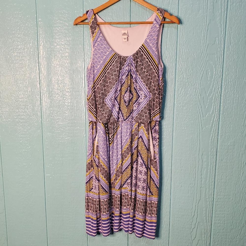 ❤️SANGRIA dress sleeveless geometric with 2 front pockets Size M